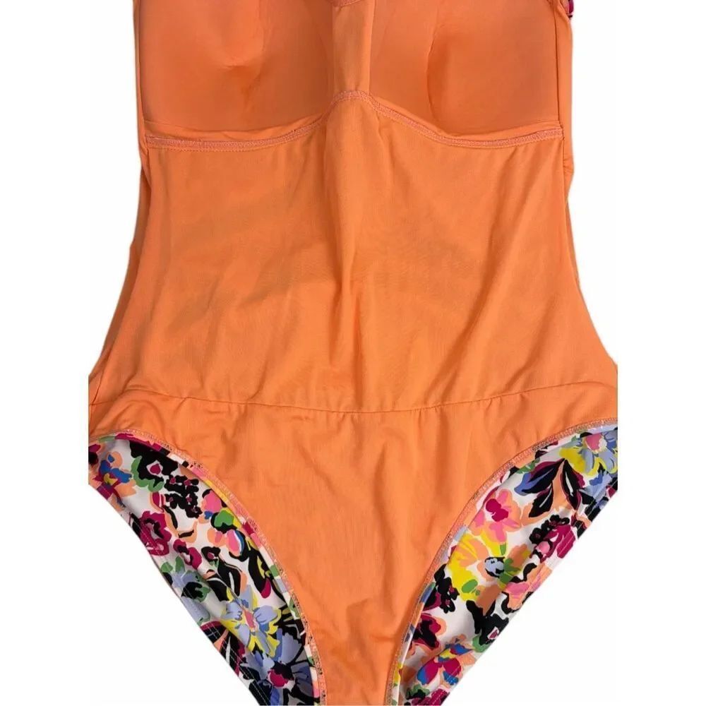 Anne Cole size 14 Twist Front Shirred One-Piece Swimsuit Floral - Picture 5 of 7